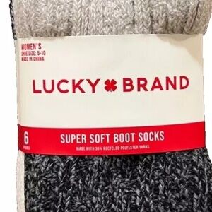 New Lucky Brand Women's Super Soft Boot Socks, 6 Pair, Fits Shoe Sizes 5-10